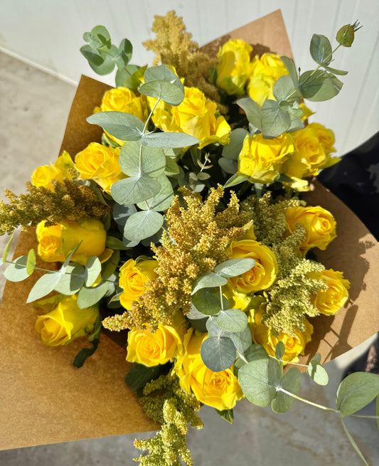Sunny Yellow Roses Bouquet